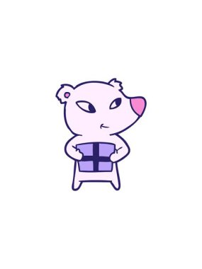 Satış animasyonu, tatlı kutup ayısının Xmas hediyeli karikatürü.