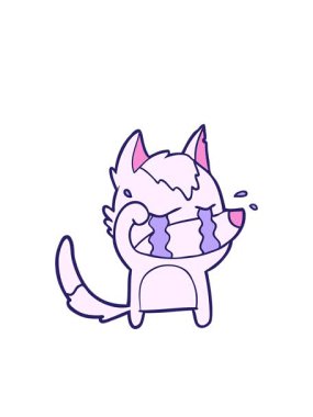 Yanıp sönen radyal çizgiler çizgi film animasyonu ağlayan kurt gözlerini ovuşturuyor.