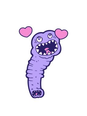 Karikatür sülüğünün dönen kalp animasyonu