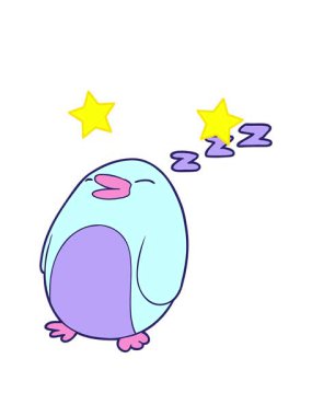 dönen yıldız çizgi film animasyonu uyuyan penguen