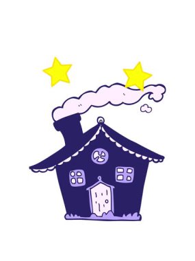 dönen yıldızlar ev illüstrasyonunun canlandırması