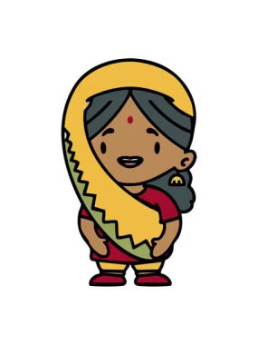 Hint kadınlarının geleneksel kıyafetlerle canlandırma efektleri