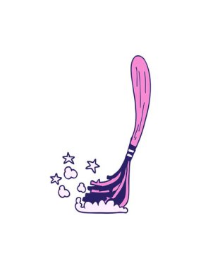 Karikatür karalama sihirli süpürgenin hareketli animasyonu