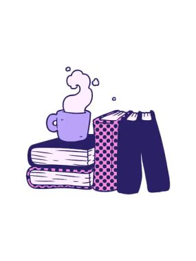 Çizgi film kahve fincanı hareketli animasyonu ve çalışma kitapları