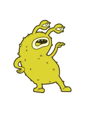 Çizgi film uzaylısının renk animasyonu değişiyor