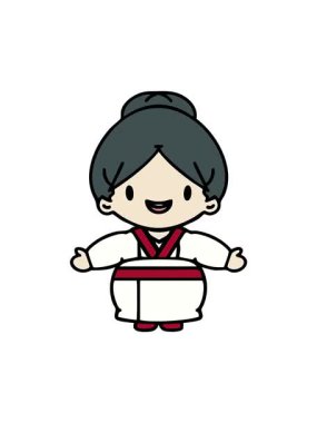 Kolları açık mutlu Japon kadının hareketli animasyonu.