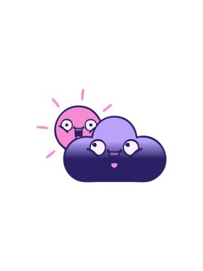 Bir fırtına bulutu ve güneşin gradyan gölgeli çizgi filminin dikkat çekici animasyonu