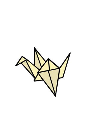 Japon katlanmış kağıt origami kuşunun zıplama hareketi