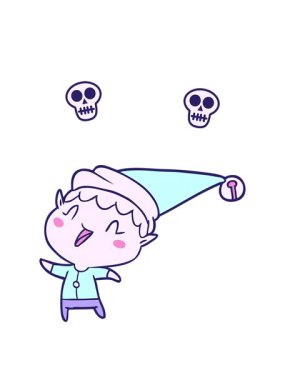 Mutlu noel elflerinin çizgi filmlerinin kafatası animasyonları.