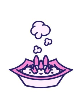 Kare kasede buharı tüten pirinç tabağını salla ve durdur.