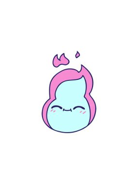 Şirin kawaii ateş alevinin serbest çiziminin yıldız patlaması etkisi animasyonu