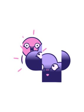 Bir fırtına bulutu ve güneşin gradyan gölgeli karikatürünü bölme hareketi