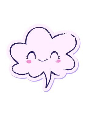 Konuşma baloncuğu ile sevimli karikatür yüzünün canlandırılması sıkıntılı eski çıkartma