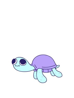 Çizgi film kaplumbağasının animasyonunu genişletiyor.