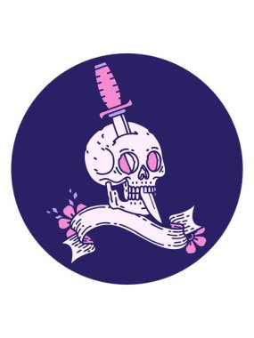 Parlak ışık efekti bir kafatası pankartıyla simgenin canlandırması