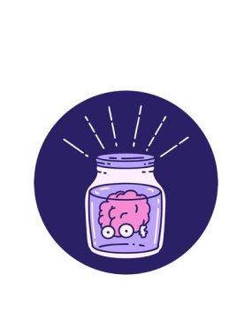 Kavanozda dövmeli beyin simgesinin yanıp sönen radyal çizgileri.