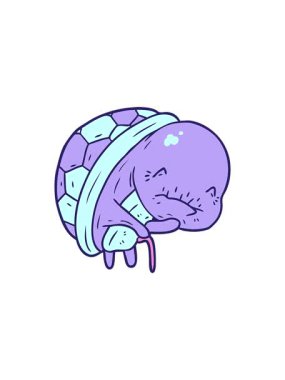 Çizgi film karakteri, bastonlu yaşlı kaplumbağanın hareketli animasyonu.