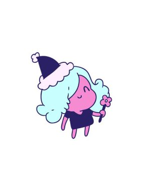 Kawaii kızının yılbaşı çizgi filminin radyoaktif ışıltılı animasyonu