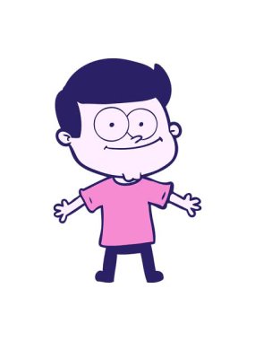 Çizgi film karakteri mutlu adamı canlandırıyor.