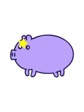 Parıldayan yıldızlar, şişman bir domuzun çizgi filmini canlandırıyor.