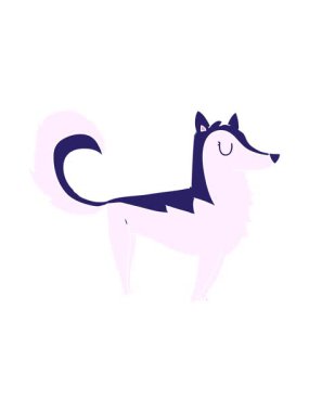 Düz renkli çizgi film Husky 'nin animasyonunu bob ve duraklat