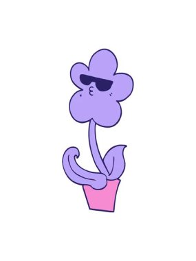 Serin karikatür çiçeğinin titreyen hareketi