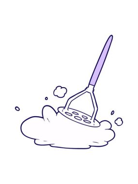 Çizgi film patates ezicisinin neon ışık efekti animasyonu