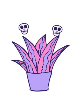 ev bitkisi karalamalarının kafatası animasyonları