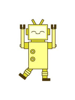 Parlak renkli şirin bir robotun renkli animasyonunu değiştirmek