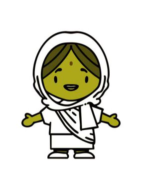 Geleneksel giysiler içinde kollarını açmış Hintli bir kadının renk değişimi.