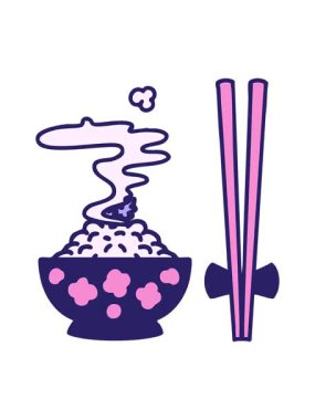 Buharda pişen pirincin hareketli animasyonu.