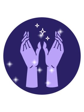 Simgesel dövme stili mistik ellerin canlandırma efekti