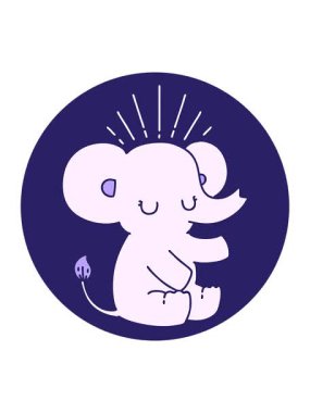 Dövme stili şirin filin basınçlı animasyonu