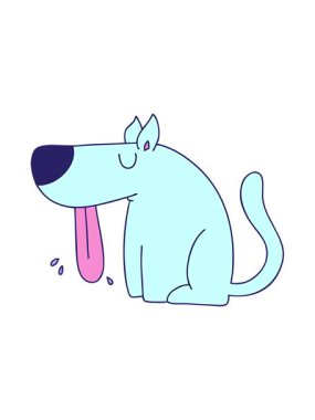 Çizgi film köpeğinin çiziminin basınçlı animasyonu