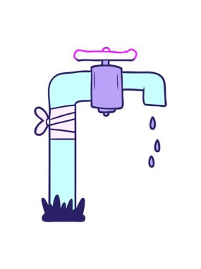 Eski karikatür su musluğunun animasyonunu çalıştır