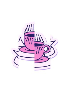 Dövme stili çıkartmanın bir fincan kahve pankartıyla bölünmüş hareket animasyonu