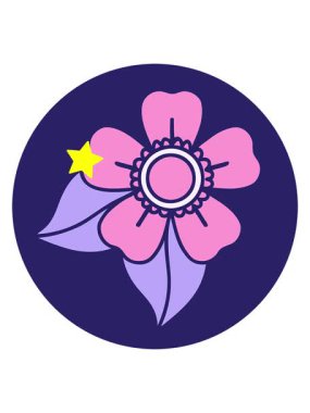 Parlayan yıldızlar, çiçeğin dekoratif çiziminin animasyonunu etkiler.