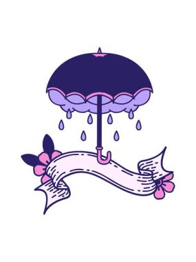 geleneksel dövmenin animasyonunu şemsiye ve fırtına bulutuyla durdurup duraklat