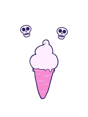 karikatür dondurma sanatının kafatası animasyonu