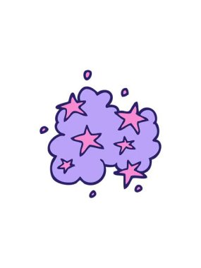 Yıldız patlaması etkisi çizgi film karikatürü büyülü bulut