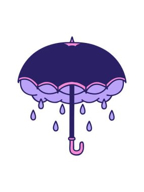 Dövmenin geleneksel stil bir şemsiye ve fırtına bulutu şeklinde basınçlı canlandırması