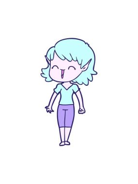 Çizgi film elf kızı imajının hareketli animasyonu