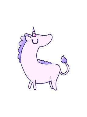 Şirin kawaii tek boynuzlu atının gradyan çizgi filminin döner hareketli animasyonu