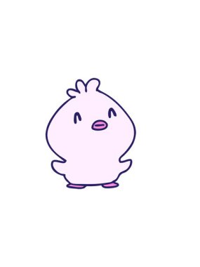 Mutlu bir civcivin çizgi filminin yatay titreşimli animasyonu