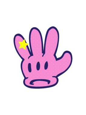 Parlayan yıldızlar geleneksel karikatür eldiveninin animasyonunu etkiler.