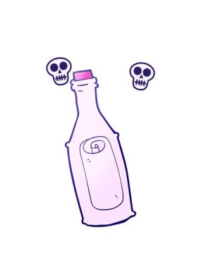 Şişedeki çizgi film mesajının kafatası animasyonu