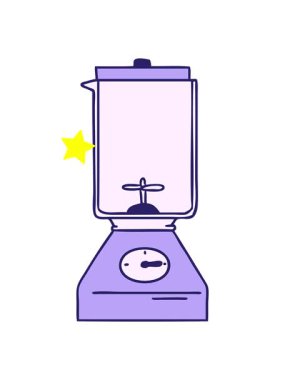 Parıldayan yıldızlar bir yemek mikserinin çizgi film karalamalarının animasyonunu etkiler.