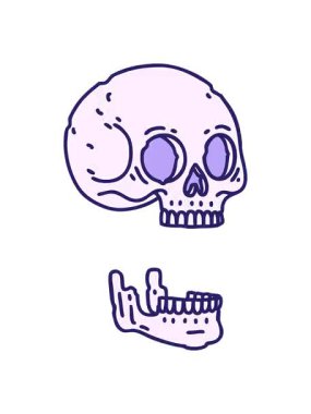 Dövmenin geleneksel bir kafatası çizimi tarzında canlandırma efekti