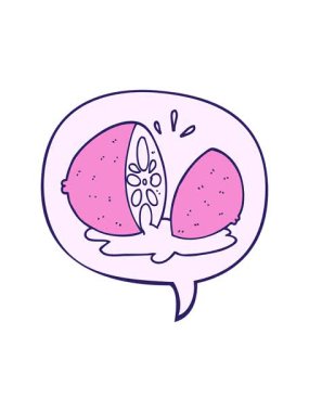 Konuşma baloncuğuyla limon kesilen çizgi filmin hareketli animasyonu