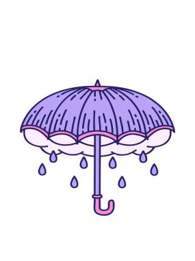 bir şemsiye ve fırtına bulutunun ikonik dövme görüntüsünün hareketli animasyonu